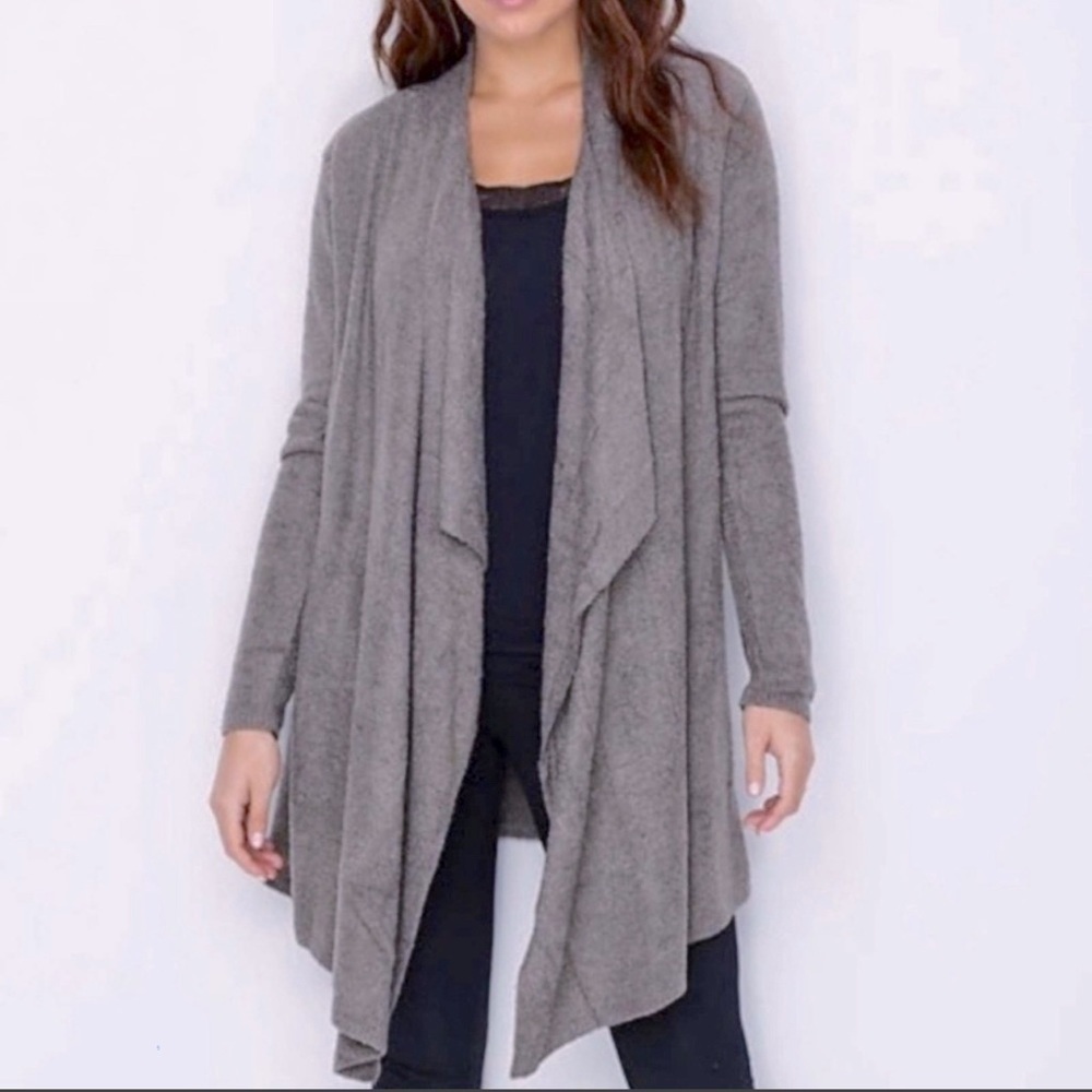 Barefoot Dreams Cozychic Lite Calypso Cardigan Wrap In Heather Grey Size S/M
